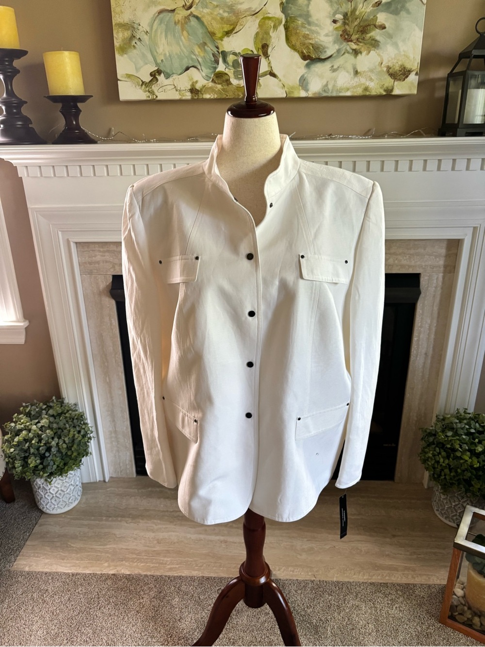 *NEW* Tahari “Arthur S . Levine” Snap Button Linen Jacket - Size 22W